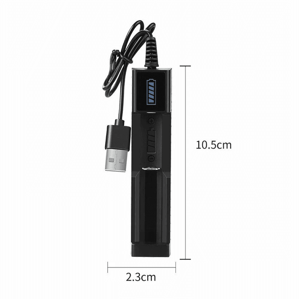 طقم 4 بطاريات 18650 قابلة للشحن مع شاحن USB